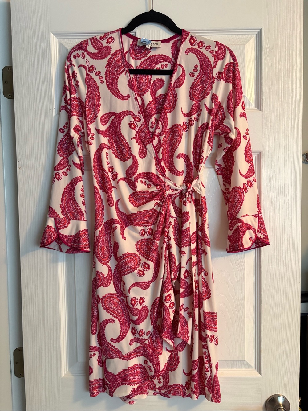 Hale Bob LA faux wrap dress. Small. red, pink and slightly off white dress EUC